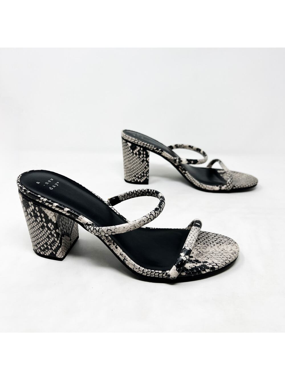 [A New Day] Snake Print Snakeskin Faux Leather Strappy Chunky Block Heels Sz 10